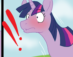 Size: 618x484 | Tagged: safe, artist:cartoonlion, edit, twilight sparkle, pony, unicorn, g4, blushing, cloud, cropped, exclamation point, explicit source, female, mare, shocked, unicorn twilight