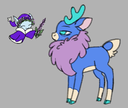 Size: 685x575 | Tagged: safe, artist:deacoti, oc, oc only, oc:comfy (tfh), deer, reindeer, winter sprite, them's fightin' herds, cloven hooves, community related, deer oc, gray background, non-pony oc, simple background, tfh oc