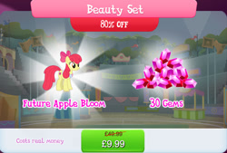 Size: 1268x857 | Tagged: safe, gameloft, apple bloom, earth pony, pony, g4, my little pony: magic princess, the last problem, bow, bundle, costs real money, english, female, gem, hair bow, mare, mobile game, numbers, older, older apple bloom, sale, solo, text