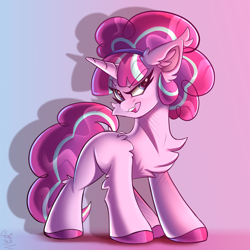 Size: 1500x1500 | Tagged: safe, artist:starcasteclipse, oc, oc only, pony, unicorn, chest fluff, ear fluff, gradient background, not starlight glimmer, solo