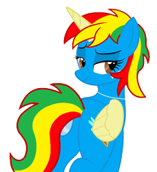 Size: 1136x1248 | Tagged: safe, artist:muhammad yunus, oc, oc only, oc:royal strength, alicorn, pony, butt, butt touch, colored wings, looking back, plot, simple background, solo, transparent background, wings