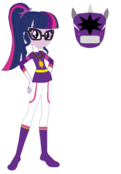 Size: 415x595 | Tagged: safe, color edit, edit, sci-twi, twilight sparkle, human, equestria girls, g4, boots, clothes, colored, gloves, power rangers, shoes, simple background, solo, white background
