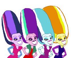 Size: 4845x3957 | Tagged: safe, artist:ktd1993, adagio dazzle, aria blaze, sonata dusk, twilight sparkle, human, equestria girls, g4, bride of frankenstein, frankenstein, simple background, the dazzlings, transparent background