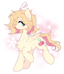 Size: 2700x3100 | Tagged: safe, artist:sugarbubbleee, oc, oc only, pegasus, pony, blushing, cheek fluff, chest fluff, cute, ear fluff, fluffy, folded wings, high res, open mouth, raised hoof, raised leg, simple background, solo, wings