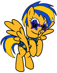 Size: 600x765 | Tagged: safe, artist:mlpfan3991, oc, oc only, oc:flare spark, pegasus, pony, g4, bikini, clothes, female, mare, simple background, solo, spread wings, sunglasses, swimsuit, transparent background, wings