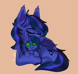 Size: 1615x1542 | Tagged: safe, artist:cozziesart, oc, oc only, oc:guard cobalt flash, bat pony, pony, bat pony oc, cute, plushie, pony plushie, self plushidox, simple background, sleeping, solo