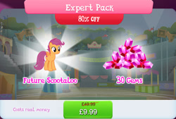 Size: 1268x858 | Tagged: safe, gameloft, scootaloo, pegasus, pony, g4, my little pony: magic princess, bundle, costs real money, english, expert pack, female, gem, mare, mobile game, numbers, older, older scootaloo, sale, solo, text, wings