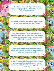 Size: 2048x2712 | Tagged: safe, gameloft, mean rainbow dash, pinkie pie, rainbow dash, earth pony, pegasus, pony, g4, my little pony: magic princess, official, the mean 6, aviator goggles, bandana, bomber jacket, clone, clothes, dialogue, dialogue box, english, event, female, filly, filly rainbow dash, foal, goggles, high res, jacket, mare, mobile game, speech bubble, spread wings, supersonic rainbow dash, text, wings, younger