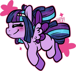 Size: 1134x1052 | Tagged: safe, artist:sexygoatgod, twilight sparkle, oc, oc only, oc:twinkle sparkle, pegasus, pony, alternate universe, blushing, chibi, female, flying, simple background, solo, transparent background