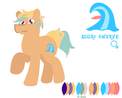 Size: 702x565 | Tagged: safe, artist:epsipeppower, oc, oc only, oc:aggro swerve, pony, raised hoof, reference sheet, simple background, solo, surfboard, surfer, white background