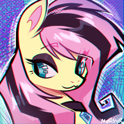 Size: 1000x1000 | Tagged: safe, artist:morsyr, fluttershy, pegasus, pony, g4, :3, choker, chromatic aberration, emo, emoshy, female, icon, lidded eyes, mare, solo