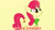 Size: 1920x1080 | Tagged: safe, artist:starryshineviolet, edit, editor:jaredking779, apple bumpkin, earth pony, pony, g4, apple family member, background pony, bandana, female, mare, simple background, solo, yellow background
