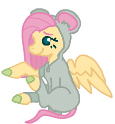 Size: 838x908 | Tagged: safe, artist:gossamoor, fluttershy, mouse, pegasus, pony, g4, animal costume, clothes, costume, cute, female, kigurumi, mare, onesie, shyabetes, simple background, smiling, solo, transparent background