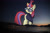 Size: 1280x853 | Tagged: safe, anonymous editor, artist:cloudy glow, edit, moondancer, pony, unicorn, g4, clothes, female, giant pony, giantess, glasses, highrise ponies, irl, macro, mare, mountain, mountain range, night, photo, ponies in real life, raised hoof, solo, sweater, united kingdom