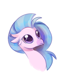 Size: 1370x1589 | Tagged: safe, artist:aureate serene, silverstream, hippogriff, g4, adorable face, blue hair, bust, confused, cute, diastreamies, female, looking up, purple eyes, simple background, white background, younger