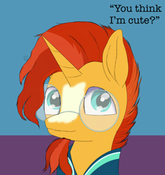 Size: 1650x1750 | Tagged: safe, artist:php176, derpibooru exclusive, sunburst, pony, unicorn, g4, cloak, clothes, cute, dialogue, glasses, looking at you, male, question, solo, stallion, sunbetes, sunburst's cloak, sunburst's glasses, talking to viewer