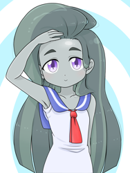 Size: 1668x2224 | Tagged: safe, alternate version, artist:batipin, marble pie, human, equestria girls, g4, armpits, clothes, equestria girls-ified, female, moe, solo, thick eyebrows