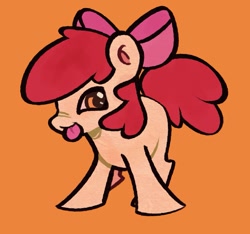 Size: 1375x1289 | Tagged: safe, artist:rennynation, apple bloom, earth pony, pony, g4, :p, female, filly, foal, orange background, simple background, solo, tongue out