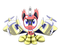 Size: 2000x1667 | Tagged: safe, artist:trackheadtherobopony, oc, oc only, oc:trackhead, bat pony, original species, plane pony, pony, robot, robot pony, blue eyes, chibi, clothes, cute, cute little fangs, ear fluff, fangs, looking at you, looking up, looking up at you, open mouth, plane, propeller, simple background, sitting, slit pupils, socks, solo, transparent background, weapons-grade cute