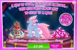 Size: 1961x1297 | Tagged: safe, gameloft, stratus skyranger, classical hippogriff, hippogriff, g4, my little pony: magic princess, official, advertisement, costs real money, english, feathered fetlocks, female, folded wings, gem, introduction card, male, mobile game, numbers, sale, solo, text, wings