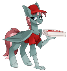 Size: 2901x3054 | Tagged: safe, artist:luximus17, oc, oc only, oc:cascade script, hippogriff, high res, pizza box, pizza delivery, simple background, solo, transparent background