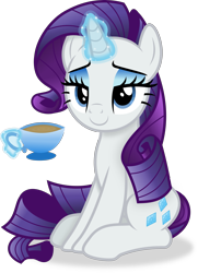 Size: 2227x3080 | Tagged: safe, artist:anime-equestria, rarity, pony, unicorn, g4, cup, cute, eyeshadow, female, high res, horn, levitation, magic, makeup, mare, raribetes, simple background, sitting, smiling, solo, teacup, telekinesis, transparent background, vector