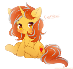 Size: 1546x1468 | Tagged: safe, artist:higglytownhero, oc, oc only, oc:cinderheart, pony, unicorn, :<, cute, female, filly, foal, looking at you, mare, ocbetes, simple background, solo, white background, younger