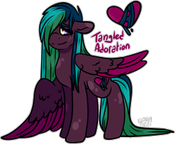 Size: 1855x1518 | Tagged: safe, artist:sexygoatgod, oc, oc only, oc:tangled adoration, changepony, hybrid, pegasus, pony, adoptable, female, interspecies offspring, magical lesbian spawn, offspring, parent:princess cadance, parent:queen chrysalis, parents:cadalis, simple background, solo, transparent background