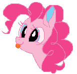 Size: 154x148 | Tagged: safe, artist:sigmapegasi, pinkie pie, earth pony, pony, g4, :p, bust, simple background, solo, tongue out, transparent background