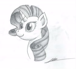 Size: 4629x4221 | Tagged: safe, artist:the-intelligentleman, rarity, pony, unicorn, g4, absurd resolution, bust, female, mare, monochrome, portrait, signature, simple background, solo, traditional art, white background