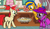 Size: 1024x600 | Tagged: safe, artist:noi kincade, oc, oc only, oc:flare spark, oc:princess kincade, alicorn, pegasus, pony, unicorn, g4, cartoon network, clothes, cookie, fedora, female, female oc, food, frankie foster, happy, hat, horn, kitchen, magic, magic aura, mare, pegasus oc, telekinesis, the powerpuff girls, trenchcoat, trio, unicorn oc