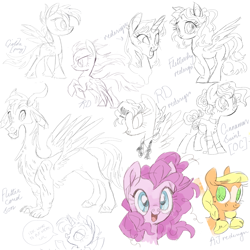 Size: 2048x2048 | Tagged: safe, artist:sigmapegasi, applejack, fluttershy, pinkie pie, rainbow dash, earth pony, pegasus, pony, g4, alternate design, alternate hairstyle, doodle, high res, redesign