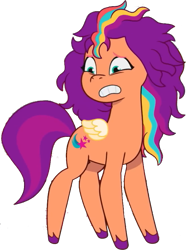 Size: 627x844 | Tagged: safe, edit, edited screencap, editor:pascalmulokozi2, screencap, sunny starscout, alicorn, pony, alicorn issues, g5, my little pony: tell your tale, spoiler:g5, spoiler:my little pony: tell your tale, spoiler:tyts01e14, background removed, embarrassed, female, mane stripe sunny, mare, messy hair, messy mane, not a vector, race swap, scared, simple background, solo, sunnycorn, transparent background