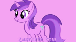 Size: 1920x1080 | Tagged: safe, anonymous editor, artist:thebosscamacho, edit, amethyst star, sparkler, pony, unicorn, g4, awwmethyst star, background pony, female, mare, purple background, simple background, solo