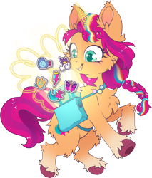 Size: 3561x4183 | Tagged: safe, artist:cutepencilcase, sunny starscout, alicorn, pony, g5, artificial horn, artificial wings, augmented, bag, braid, braided ponytail, cheek fluff, chest fluff, cute, cutie mark, female, happy, high res, hoof heart, horn, magic, magic horn, magic wings, mane stripe sunny, mare, open mouth, open smile, ponytail, race swap, saddle bag, simple background, smiling, solo, sunnybetes, sunnycorn, transparent background, underhoof, unshorn fetlocks, wings