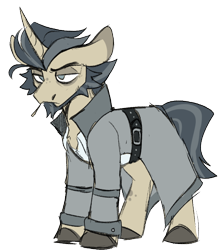 Size: 628x711 | Tagged: safe, artist:rockin_candies, oc, oc only, oc:coded script, pony, unicorn, beard, clothes, facial hair, simple background, solo, transparent background
