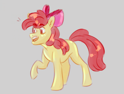 Size: 2204x1672 | Tagged: safe, artist:brabaxie, apple bloom, earth pony, pony, g4, female, filly, foal, gray background, simple background, solo