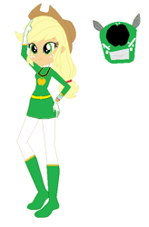 Size: 404x617 | Tagged: safe, color edit, edit, applejack, human, equestria girls, g4, boots, clothes, colored, gloves, green ranger, power rangers, shoes, simple background, solo, white background