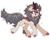 Size: 534x431 | Tagged: safe, artist:flixanoa, oc, oc only, oc:vanilla mocha, kirin, beige, calm, chest fluff, cloven hooves, ear fluff, ear piercing, earring, female, floating, fluffy, hoof fluff, jewelry, mare, piercing, prancing, simple background, solo, transparent background