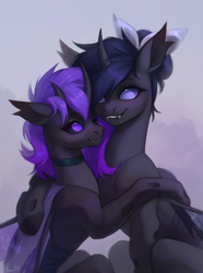 Size: 2600x3500 | Tagged: safe, artist:miurimau, oc, oc only, changeling, changeling oc, duo, high res, hug