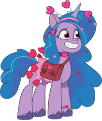 Size: 652x774 | Tagged: safe, edit, edited screencap, editor:pascalmulokozi2, screencap, izzy moonbow, pony, unicorn, g5, my little pony: tell your tale, secret ad-mare-er, spoiler:g5, spoiler:my little pony: tell your tale, spoiler:tyts01e44, background removed, heart, hearts and hooves day, holiday, not a vector, simple background, smiling, solo, transparent background, valentine, valentine's day