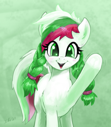 Size: 1321x1512 | Tagged: safe, artist:xbi edits, edit, oc, oc only, oc:bulgaria, earth pony, pony, abstract background, bulgaria, female, happy, looking at you, mare, nation ponies, open mouth, open smile, ponified, smiling, smiling at you, solo, waving, waving at you