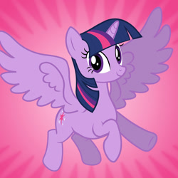 Size: 1080x1080 | Tagged: safe, twilight sparkle, alicorn, pony, g4, official, abstract background, female, looking at you, mare, no tail, smiling, solo, twilight sparkle (alicorn)