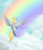 Size: 1300x1500 | Tagged: safe, artist:maravor, derpy hooves, pegasus, pony, g4, cloud, ear fluff, female, flying, mare, rainbow, sky, solo, spread wings, wings