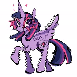 Size: 2048x2048 | Tagged: safe, artist:puppetizer, twilight sparkle, alicorn, pony, g4, high res, simple background, solo, sparkles, spread wings, twilight sparkle (alicorn), white background, wings