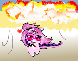 Size: 608x472 | Tagged: source needed, safe, artist:ombnom, oc, pony, unicorn, chibi, heart, looking at you, smoking, solo