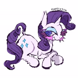 Size: 2048x2048 | Tagged: safe, artist:puppetizer, rarity, pony, unicorn, g4, bedroom eyes, high res, lying down, simple background, solo, white background