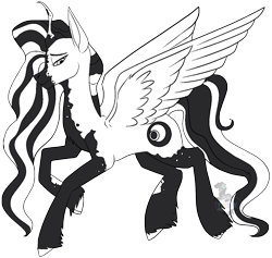 Size: 1246x1183 | Tagged: safe, artist:brainiac, oc, oc only, oc:moonlight shadow, alicorn, pony, artfight, coat markings, concave belly, female, hoof fluff, simple background, slender, solo, thin, transparent background, unshorn fetlocks