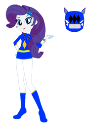 Size: 444x591 | Tagged: safe, color edit, edit, rarity, human, equestria girls, g4, blue ranger, boots, clothes, colored, gloves, power rangers, shoes, simple background, solo, white background