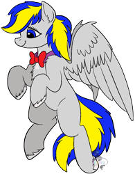 Size: 933x1195 | Tagged: safe, artist:brainiac, oc, oc only, oc:thunderzolt, pegasus, pony, artfight, bowtie, female, mare, simple background, solo, transparent background